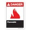 Signmission ANSI Danger, 7" Height, 10" Width, Rigid Plastic, 7" H, 10" W, Landscape, Flammable OS-DS-P-710-L-19852 - alternate 1